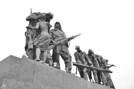 ST.PETERSBURG, RUSSIA - 24 JULY 2012: Fragment of Monument to the Heroic Defenders of Leningrad. Black and white.のeditorial素材