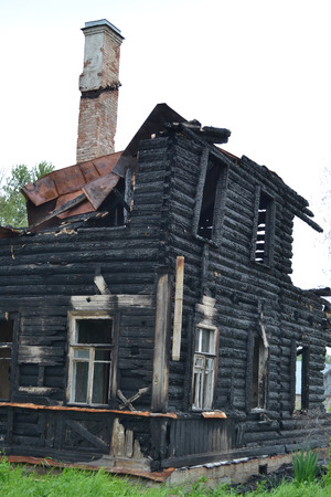 Burned building in Oranienbaum, outskirts of St. Petersburg, Russia.の写真素材