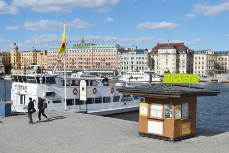 STOCKHOLM, SWEDEN - APRIL 19, 2015: View of embankment in center of Stockholm.のeditorial素材