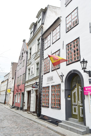 RIGA, LATVIA - APRIL 18, 2015: Street in center of Riga.のeditorial素材