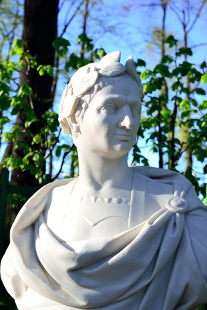 Statue of Gaius Iulius Caesar in Summer Garden, St.Petersburg, Russia. Roman statesman and political figure.のeditorial素材