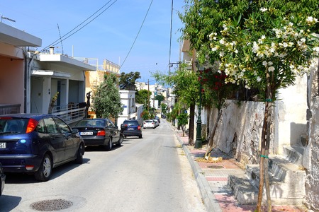 LOUTRAKI, GREECE - 1 JUNE, 2015: Street in Loutraki. Loutraki - resort city, which is well known in Greece because of its mineral springs.のeditorial素材
