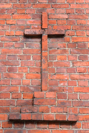 Cross on wall of Church Lappeenranta, Finland.の写真素材