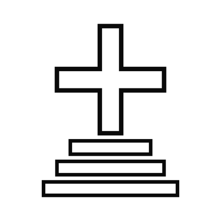 Gravestone silhouette isolated on white background. Vector illustration.のイラスト素材