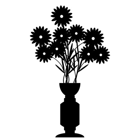 Vase with flowers on white background. Vector illustration.のイラスト素材