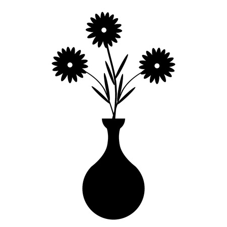 Vase with flowers on white background. Vector illustration.のイラスト素材