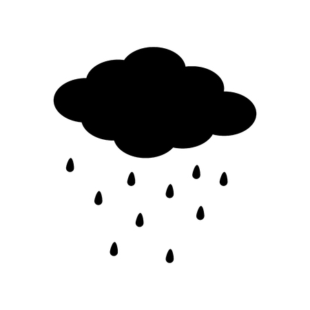 Cloud icon with rain on white. Vector illustration.のイラスト素材