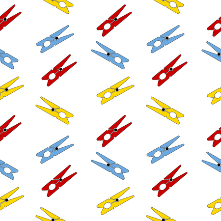 Clothes pin seamless pattern on white. Vector illustration.のイラスト素材