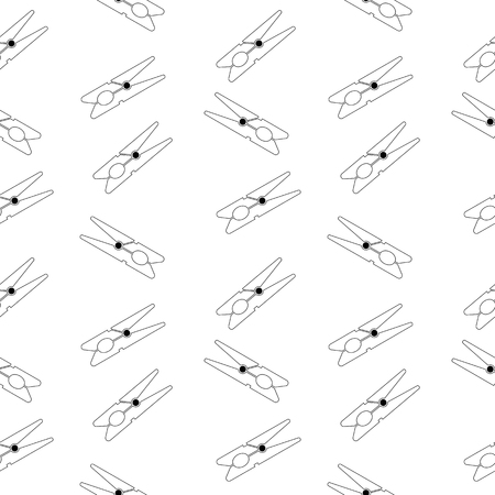 Clothes pin seamless pattern on white. Vector illustration.のイラスト素材