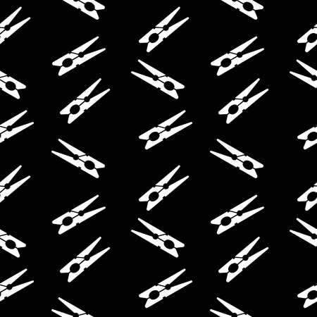 Clothes pin seamless pattern on black. Vector illustration.のイラスト素材