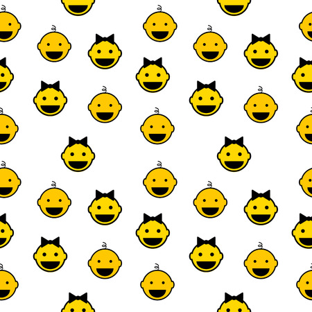 Baby seamless pattern on white background. Vector illustration.のイラスト素材