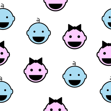 Baby seamless pattern on white background. Vector illustration.のイラスト素材