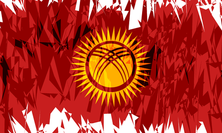 Flag of Kyrgyzstan in grunge style. Vector illustration.のイラスト素材