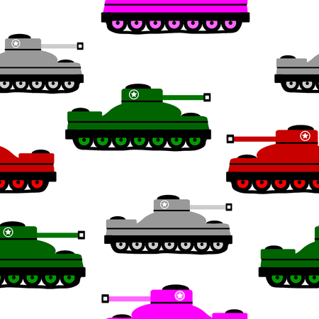 Panzer icons on white background, seamless pattern. Vector illustration.のイラスト素材