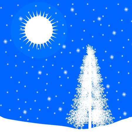 Winter landscape with falling snow. Vector illustration.のイラスト素材
