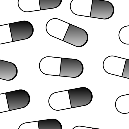Medical pills seamless pattern on white background. Vector illustration.のイラスト素材