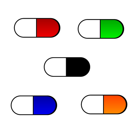 Set of medical pills on white background. Vector illustration.のイラスト素材