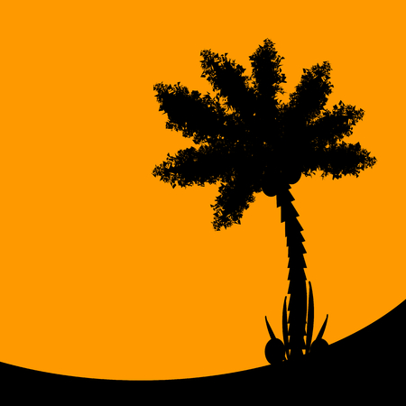 Palm tree at tropic sunset. Vector illustration.のイラスト素材