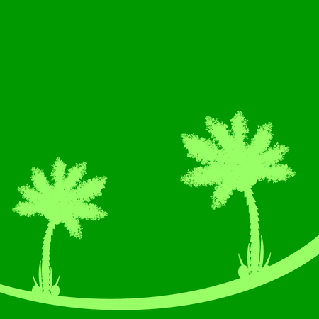 Palm tree on green background. Vector illustration.のイラスト素材
