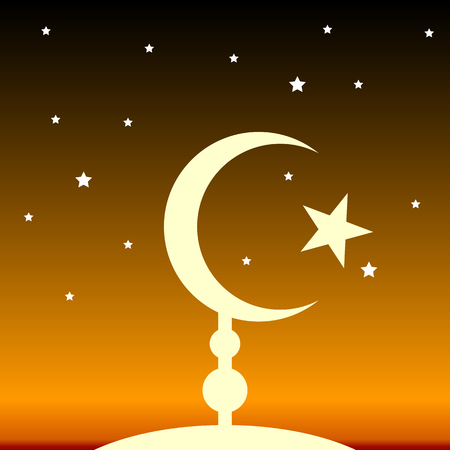 Symbol of Islam at night. Vector illustration.のイラスト素材