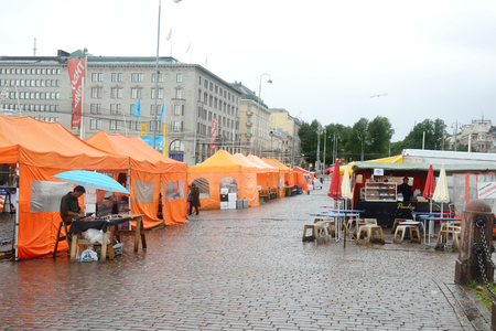 HELSINKI, FINLAND - 17 JULY 2015: Street market in Helsinki. Capital and largest city in Finland. Located in the south of the country, on the shore of the Gulf of Finland.のeditorial素材