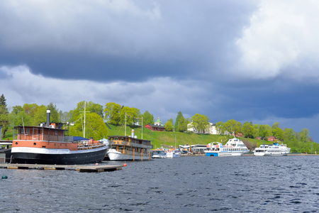 LAPPEENRANTA, FINLAND - MAY 11, 2016: Lappeenranta harbor on the Saimaa lake at spring, Finland. Lappeenranta - city and municipality in Finland, in the province of Eastern Finland.のeditorial素材