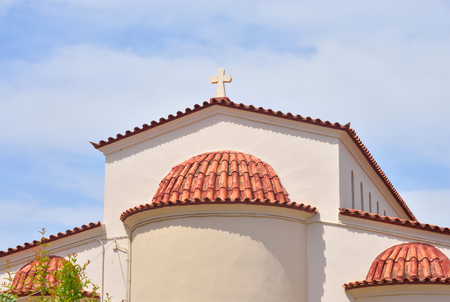 Orthodox temple in the town of Hersonissos on Crete island, Greece.の素材 [FY31059048394]