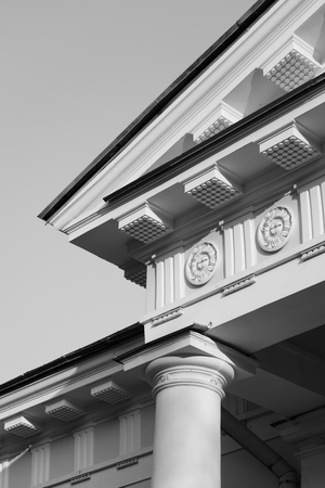Fragment of Yelagin Palace in St. Petersburg, Russia. Black and white.