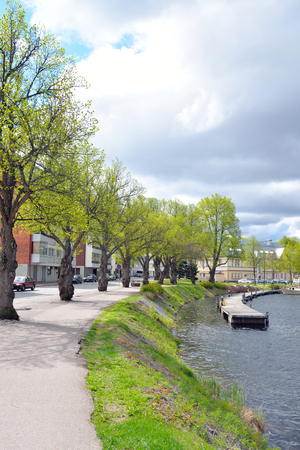 Embankment of Saimaa lake in Lappeenranta. Lappeenranta - city and municipality in Finland, in the province of Eastern Finland.の写真素材