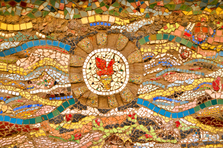 ST.PETERSBURG, RUSSIA - 27 MARCH 2016: Mosaic on the wall in the courtyard in center of St. Petersburg.のeditorial素材