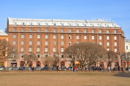 ST.PETERSBURG, RUSSIA - 27 MARCH 2016: Hotel Astoria - five-star hotel in St. Petersburg is located in the city center on St. Isaac's Square.のeditorial素材