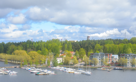 View of Lappeenranta city and Saimaa lake. Lappeenranta - city and municipality in Finland, in the province of Eastern Finland.の写真素材