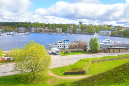 LAPPEENRANTA, FINLAND - MAY 11, 2016: View of Lappeenranta city and Saimaa lake. Lappeenranta - city and municipality in Finland, in the province of Eastern Finland.のeditorial素材