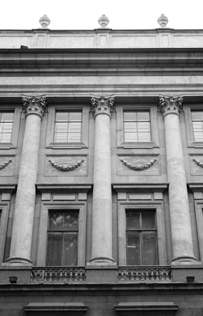 The facade of the Marble Palace in St.Petersburg, Russia. Black and white.のeditorial素材