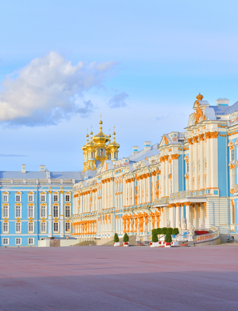 Catherine Palace in Tsarskoe Selo by sunny day, suburb of St.Petersburg, Russia.のeditorial素材