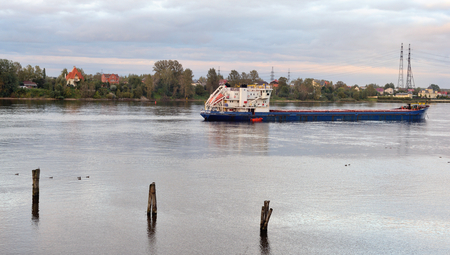 View of Neva river at evening, outskirts of St.Petersburg, Russia.の写真素材