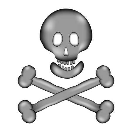 Skull and bones danger sign sign icon on white background. Vector illustration.のイラスト素材