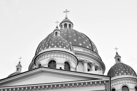 Trinity Cathedral in Saint Petersburg, Russia. Black and white.