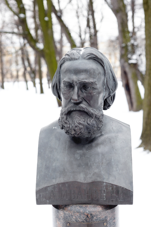 ST.PETERSBURG, RUSSIA - 24 FEBRUARY 2017: The monument of A. A. Ivanov in the Mikhailovsky garden in Saint Petersburg. Russian painter, academician.のeditorial素材