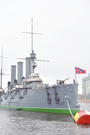 ST.PETERSBURG, RUSSIA - 27 MARCH 2017: Avrora cruiser 1-St rank the Baltic fleet of the type Diana. The cruiser became one of the main symbols of the October revolution.のeditorial素材
