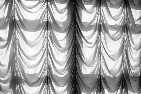 Vintage curtains background closeup. Black and white.の写真素材