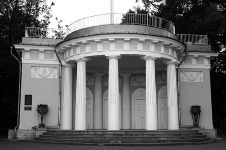 Pavilion on Yelagin Island in St. Petersburg, Russia. Black and white.のeditorial素材