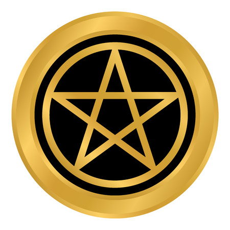 Pentagram button on white background. Vector illustration.のイラスト素材