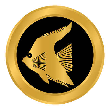 Tropic fish button on white background. Vector illustration.のイラスト素材