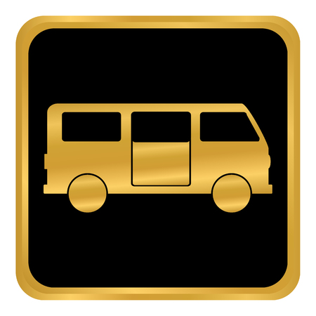 Minibus button on white background. Vector illustration.のイラスト素材