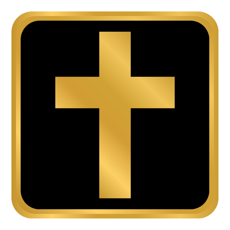 Religious cross button on white background. Vector illustration.のイラスト素材