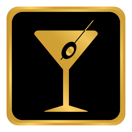 Martini glass button on white background. Vector illustration.のイラスト素材