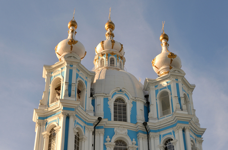 Smolny cathedral at sunny day in Saint-Petersburg, Russia.の写真素材