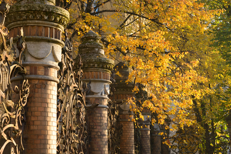 Fence of the Mikhailovsky garden in St.Petersburg, Russia.の写真素材