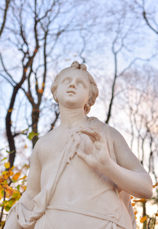 The Sibyl of Delphi statue at autumn evening in Saint Petersburg, Russia. Sibyl in the ancient culture of the prophetess and soothsayer who foretold the future.の写真素材